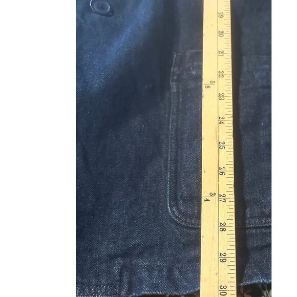 VTG Scandia Woods Denim Chore Jacket w/ Suede Trim Elbow Patches Large Button Up - Picture 8 of 10